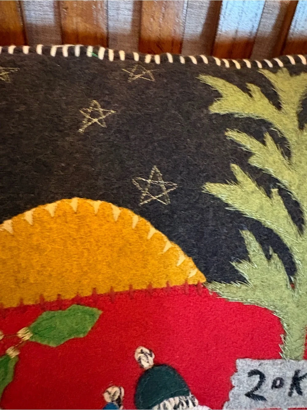 Pier 1 Imports Christmas Wool Felt Polar Bear Sleigh Throw Pillow 18” x 12” - Picture 6 of 15